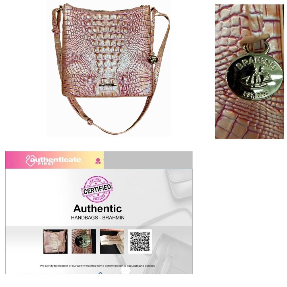 SOLD!! Brahmin Katie Melbourne Leather  Crossbody Bag In Apricot Rose w/COA - Picture 10 of 11